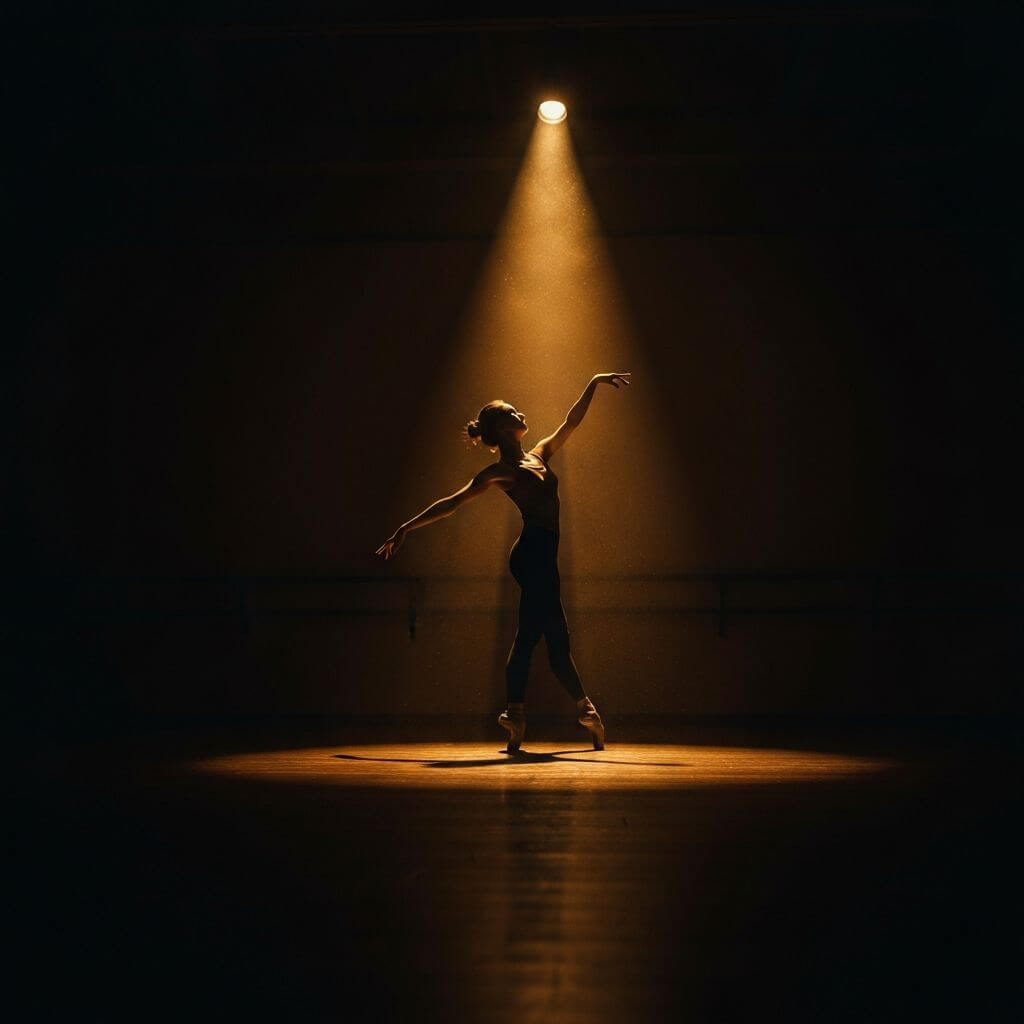 Dancer performing in dramatic lighting